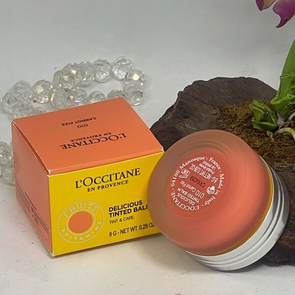 L'Occitane En Provence Delicious Tinted Lip Balm - 010 Carrot Fizz - New in Box - Picture 3 of 5